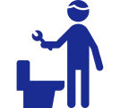 Plumber icon fixing toilet