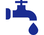 Blue water faucet icon with droplet